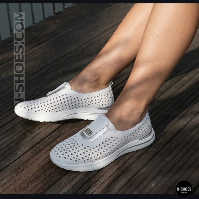 Комфортные женские мокасины с перфорацией Allsy 210306 Lonza s138-10 white 6215