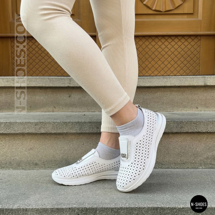 Комфортные женские мокасины с перфорацией Allsy 210306 Lonza s138-10 white 6215