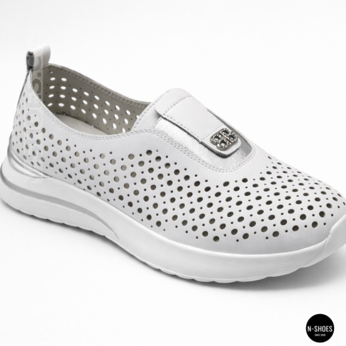 Комфортные женские мокасины с перфорацией Allsy 210306 Lonza s138-10 white 6215