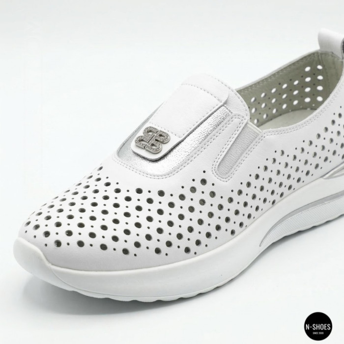 Комфортные женские мокасины с перфорацией Allsy 210306 Lonza s138-10 white 6215