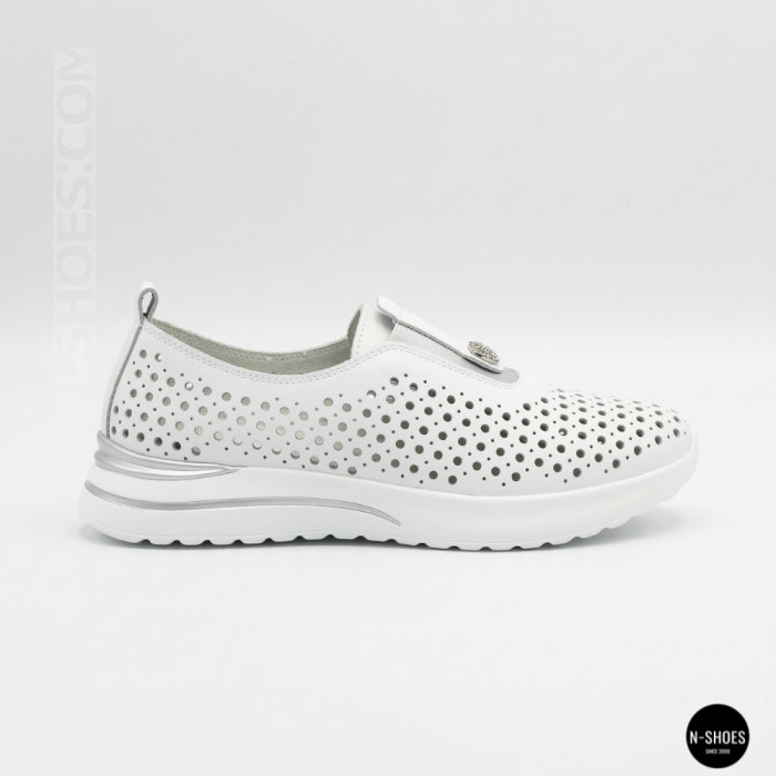 Комфортные женские мокасины с перфорацией Allsy 210306 Lonza s138-10 white 6215