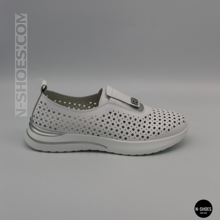 Комфортные женские мокасины с перфорацией Allsy 210306 Lonza s138-10 white 6215