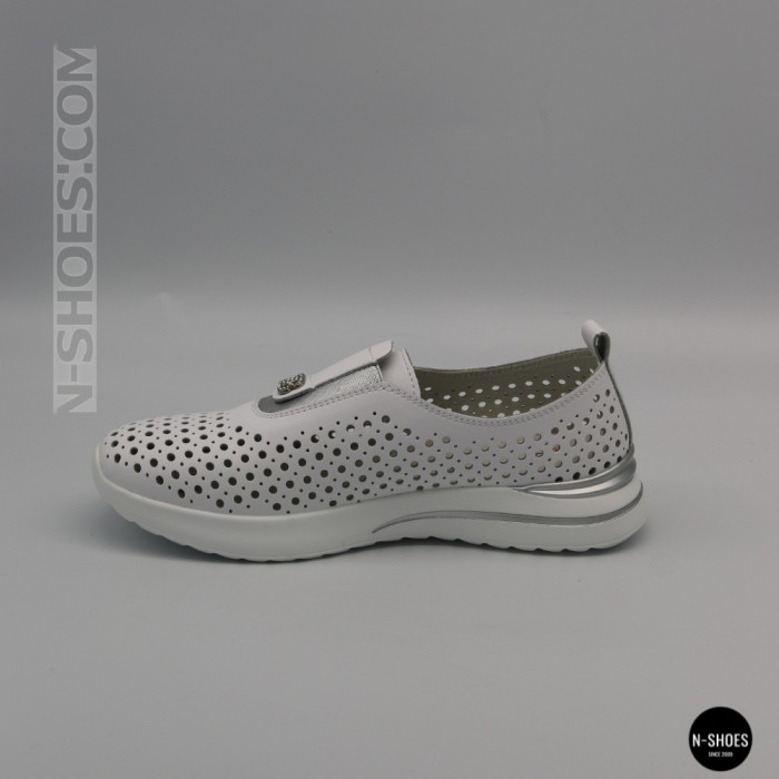 Комфортные женские мокасины с перфорацией Allsy 210306 Lonza s138-10 white 6215