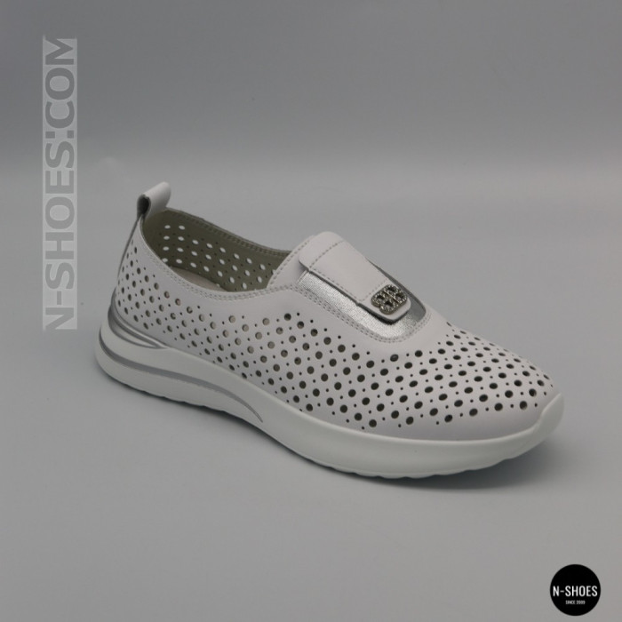 Комфортные женские мокасины с перфорацией Allsy 210306 Lonza s138-10 white 6215