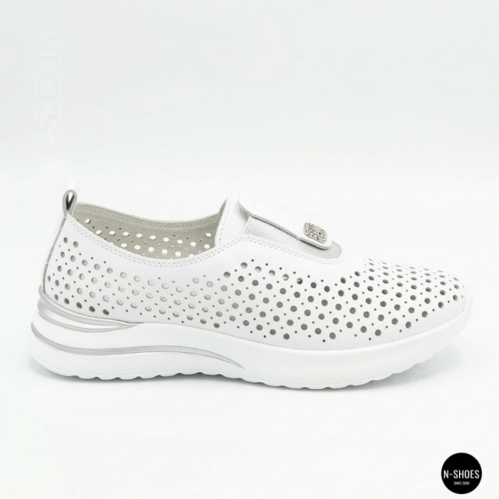 Комфортные женские мокасины с перфорацией Allsy 210306 Lonza s138-10 white 6215