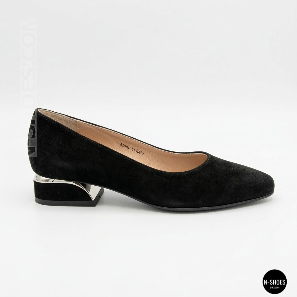 Women's Black Suede Low Block Heel Pumps Lapya Trend 177 266 22 6216