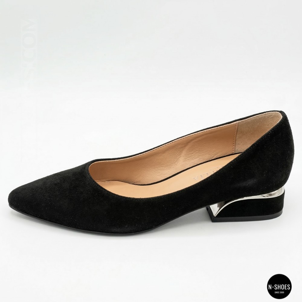 Women's Black Suede Low Block Heel Pumps Lapya Trend 177 266 22 6216
