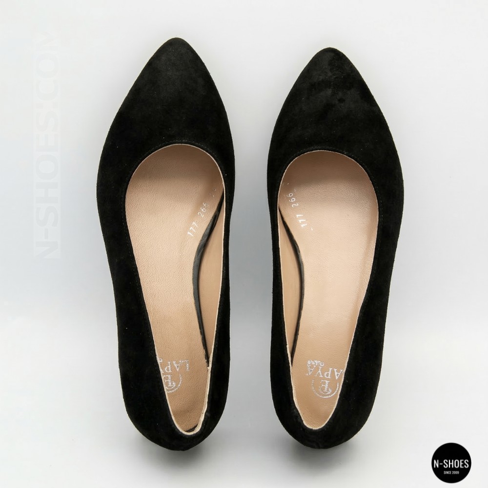 Women's Black Suede Low Block Heel Pumps Lapya Trend 177 266 22 6216