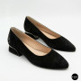 Women's Black Suede Low Block Heel Pumps Lapya Trend 177 266 22 6216