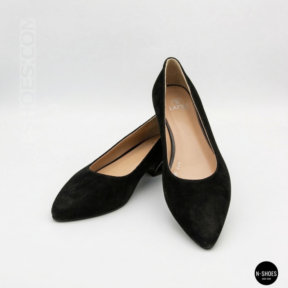 Women's Black Suede Low Block Heel Pumps Lapya Trend 177 266 22 6216