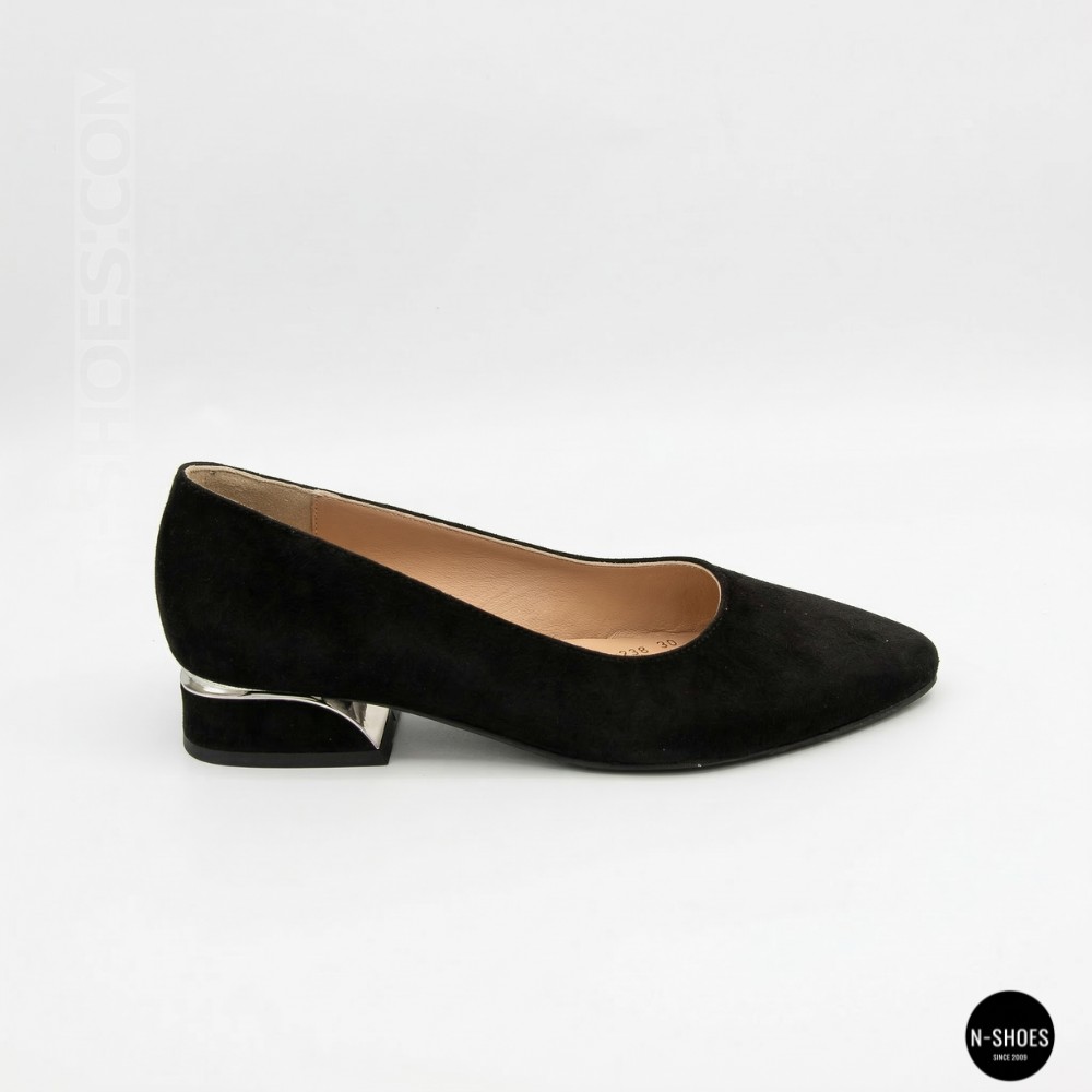 Women's Black Suede Low Block Heel Pumps Lapya Trend 177 266 22 6216