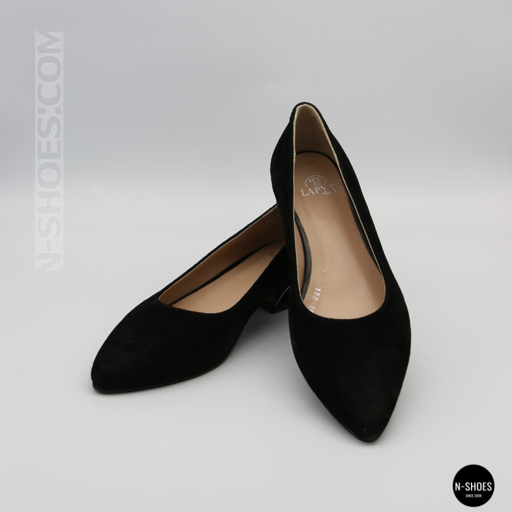 Women's Black Suede Low Block Heel Pumps Lapya Trend 177 266 22 6216