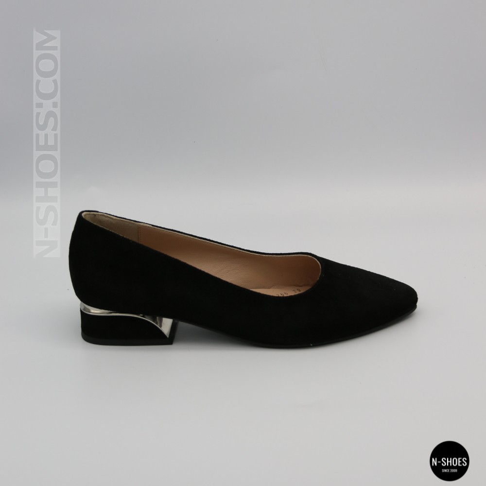 Women's Black Suede Low Block Heel Pumps Lapya Trend 177 266 22 6216