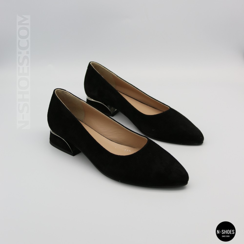 Women's Black Suede Low Block Heel Pumps Lapya Trend 177 266 22 6216