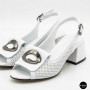 Женские белые босоножки Ilona 256-457 6217 на устойчивом каблуке