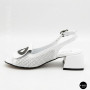 Женские белые босоножки Ilona 256-457 6217 на устойчивом каблуке