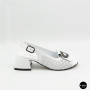Женские белые босоножки Ilona 256-457 6217 на устойчивом каблуке