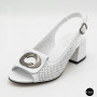 Женские белые босоножки Ilona 256-457 6217 на устойчивом каблуке