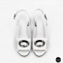 Женские белые босоножки Ilona 256-457 6217 на устойчивом каблуке