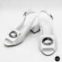 Женские белые босоножки Ilona 256-457 6217 на устойчивом каблуке
