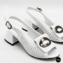 Женские белые босоножки Ilona 256-457 6217 на устойчивом каблуке