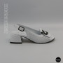Женские белые босоножки Ilona 256-457 6217 на устойчивом каблуке