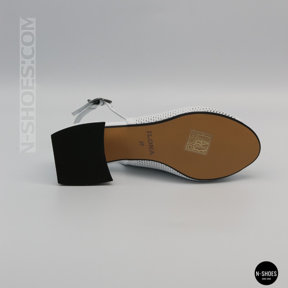 Женские белые босоножки Ilona 256-457 6217 на устойчивом каблуке