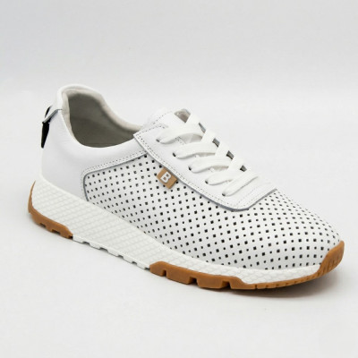 Женские белые модные кроссовки Allsy 213146 5790-1 white 6224 с перфорацией в стиле Max Mara