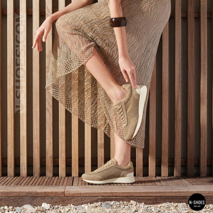 Женские бежевые кроссовки с перфорацией Allsy 207926 723-3766-3 beige 6226 в стиле