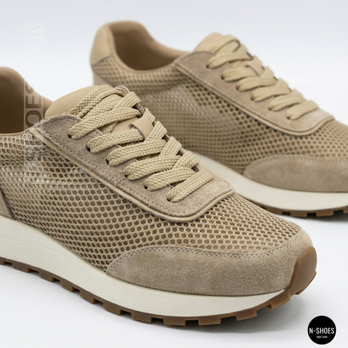 Женские бежевые кроссовки с перфорацией Allsy 207926 723-3766-3 beige 6226 в стиле