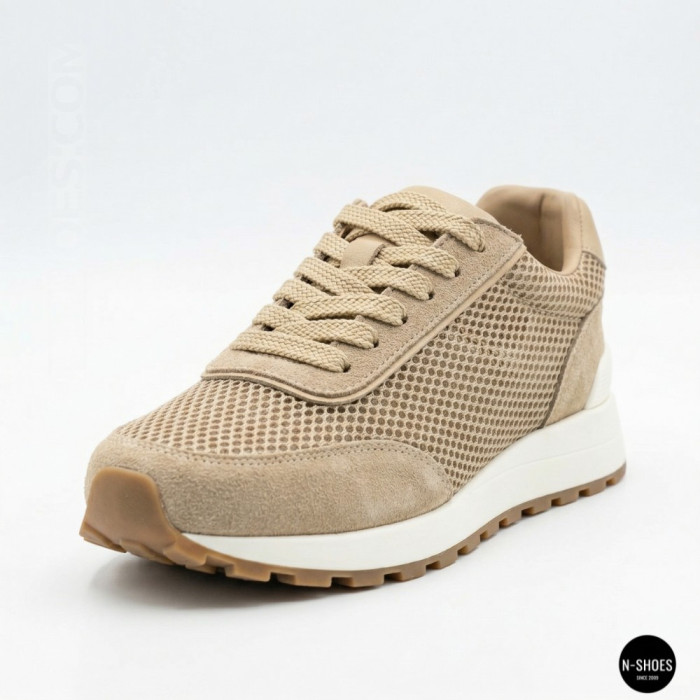 Женские бежевые кроссовки с перфорацией Allsy 207926 723-3766-3 beige 6226 в стиле