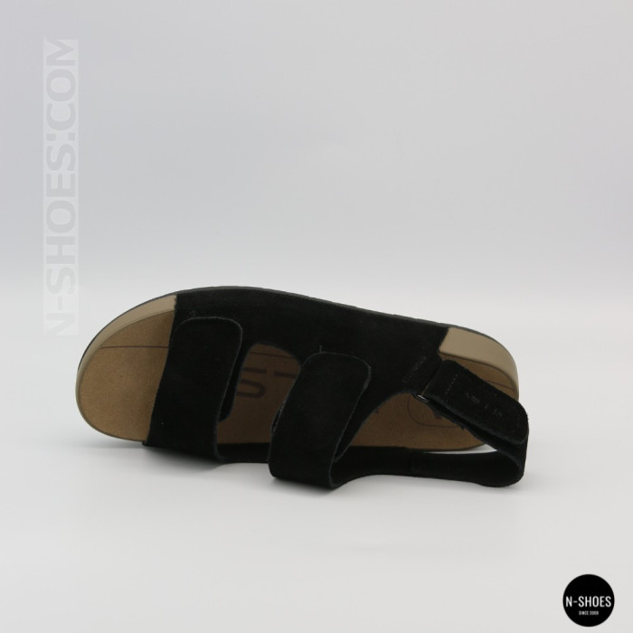 Women's Black Suede Velcro Sandals Lonza NY 207291 Floral Black 6229