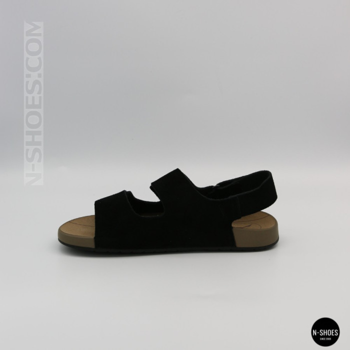 Women's Black Suede Velcro Sandals Lonza NY 207291 Floral Black 6229