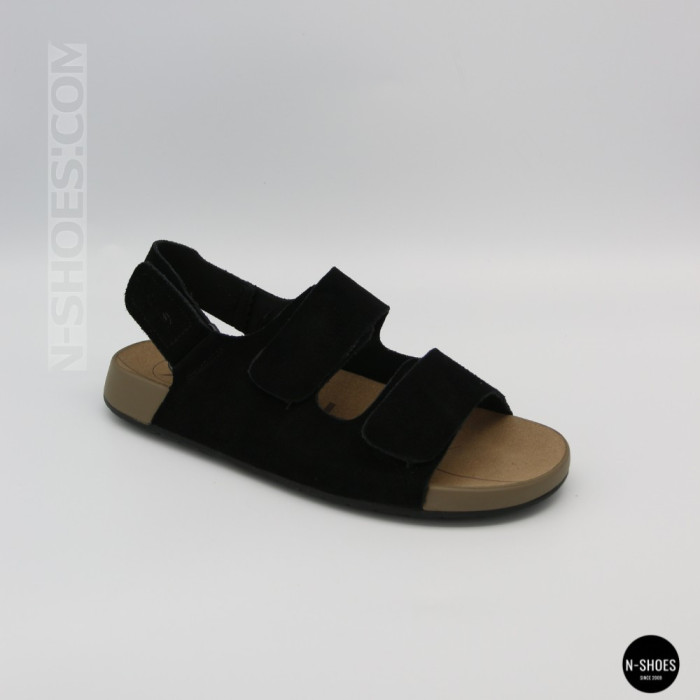 Women's Black Suede Velcro Sandals Lonza NY 207291 Floral Black 6229