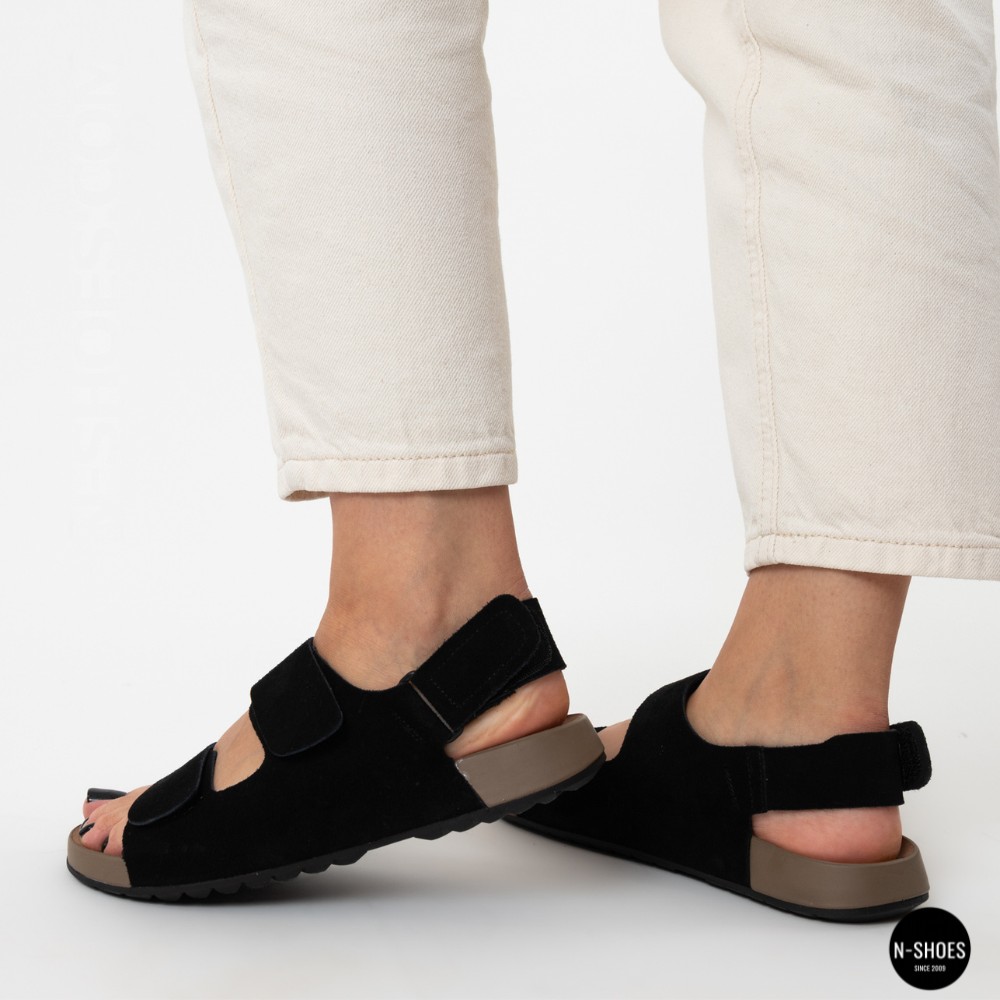 Женские замшевые босоножки Allsy 207290 Lonza NY 207291 Floral Black 6229 на липучках