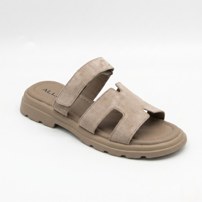 Женские бежевые замшевые шлепанцы Allsy 212054 q1-2506-031 beige suege 6233