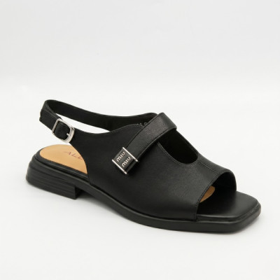 Женские черные кожаные босоножки ALLSY 211039 v1509-h16-5 Lonza 212442 Ramsi Black 6247