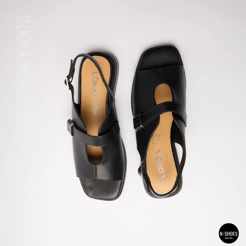 Comfortable Black Leather Sandals ALLSY 211039 Lonza 212442 Ramsi Black 6247
