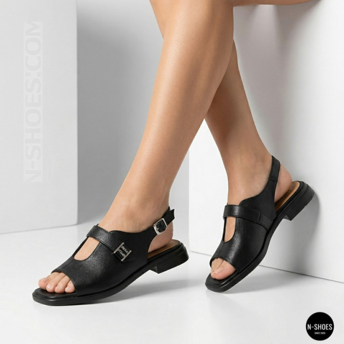 Комфортные черные кожаные босоножки ALLSY 211039 Lonza 212442 Ramsi Black 6247
