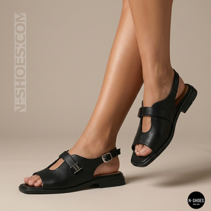 Комфортные черные кожаные босоножки ALLSY 211039 Lonza 212442 Ramsi Black 6247