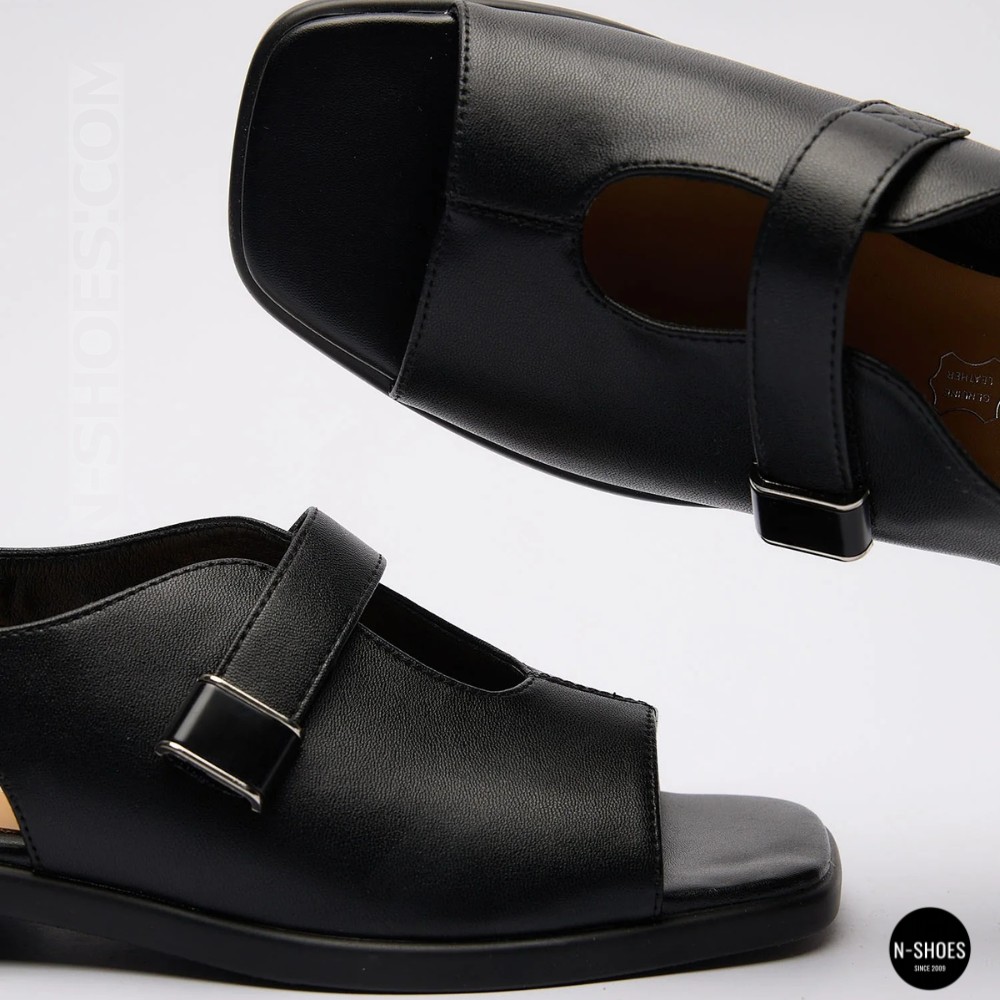 Comfortable Black Leather Sandals ALLSY 211039 Lonza 212442 Ramsi Black 6247