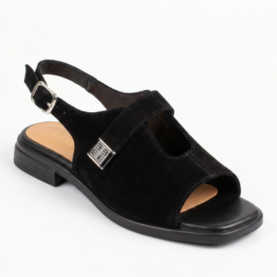 Женские черные замшевые босоножки ALLSY 211039 v1509-h16-5 Lonza 212441 black 6248