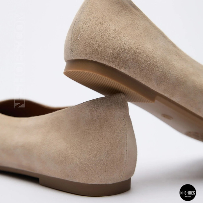 Women's Beige Natural Suede Ballet Flats Allsy 209237 25Z54D2612-1