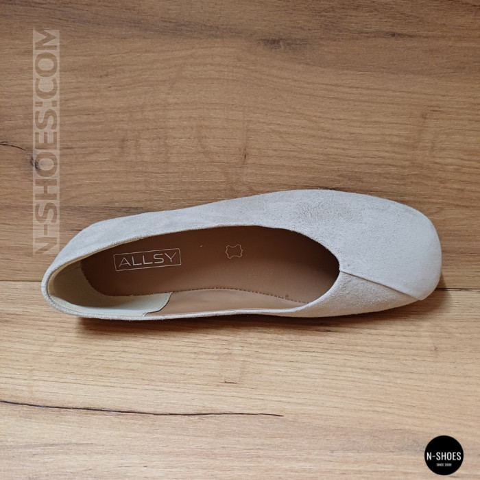 Women's Beige Natural Suede Ballet Flats Allsy 209237 25Z54D2612-1