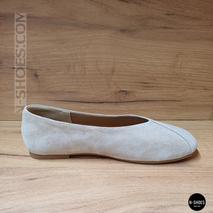Women's Beige Natural Suede Ballet Flats Allsy 209237 25Z54D2612-1