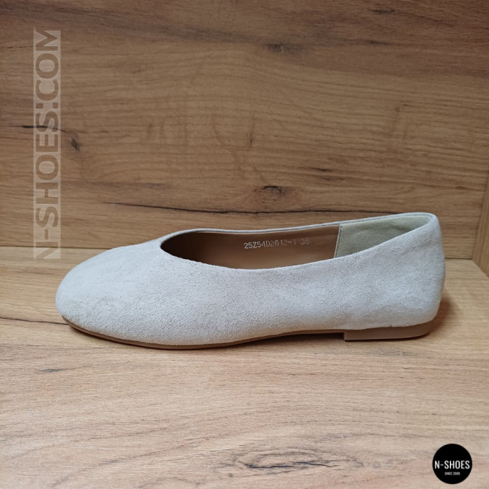 Women's Beige Natural Suede Ballet Flats Allsy 209237 25Z54D2612-1