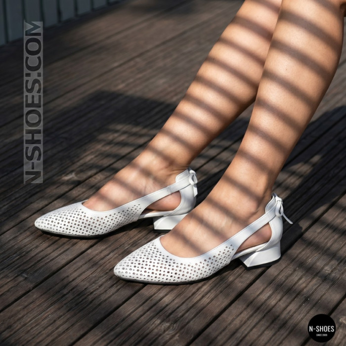 Елегантні білі слінгбеки Lapya Trend 223-270 bayaz deri 6259 Evromoda 066 з перфорацією