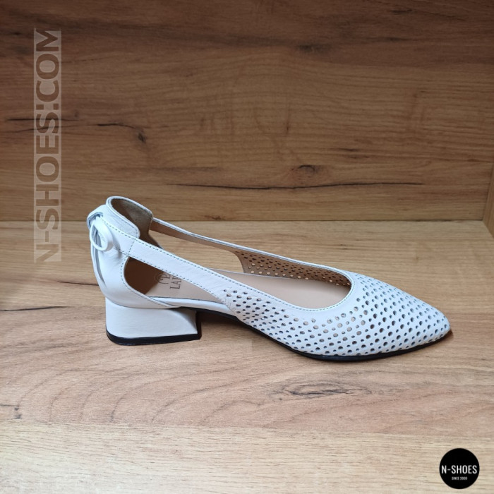 Елегантні білі слінгбеки Lapya Trend 223-270 bayaz deri 6259 Evromoda 066 з перфорацією