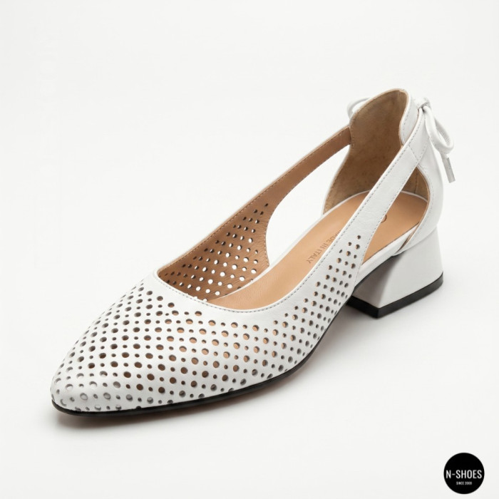Елегантні білі слінгбеки Lapya Trend 223-270 bayaz deri 6259 Evromoda 066 з перфорацією