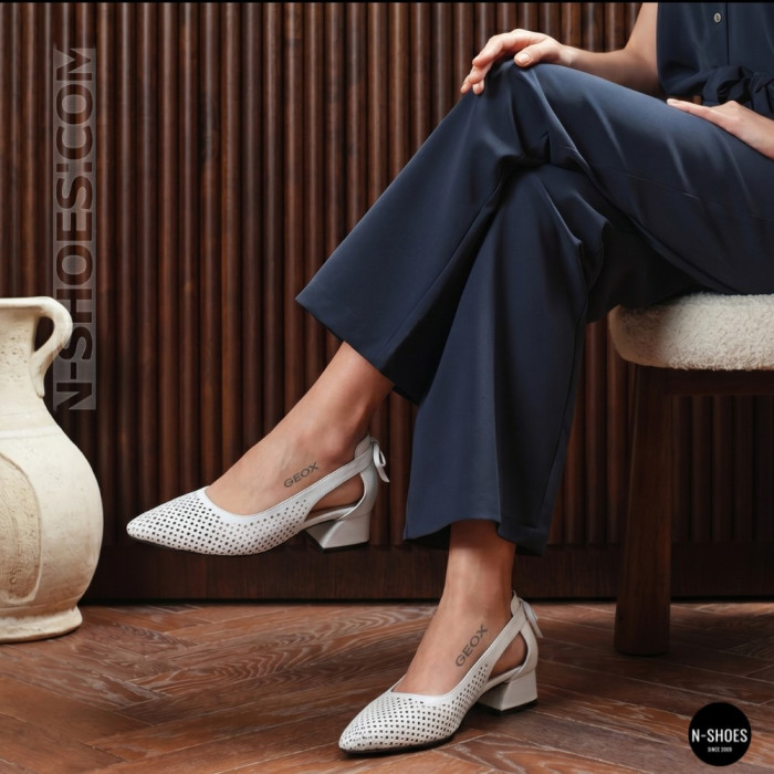Елегантні білі слінгбеки Lapya Trend 223-270 bayaz deri 6259 Evromoda 066 з перфорацією